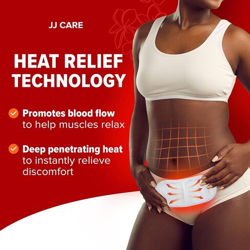 JJ CARE Heat Patch for Menstrual Cramp Relief (12 pcs - Regular Size), Period for Cramps with Air-Activated Carbon, Menstrual Heating Patches for Period - 3.14 x 3.94 inches in Saudi Arabia