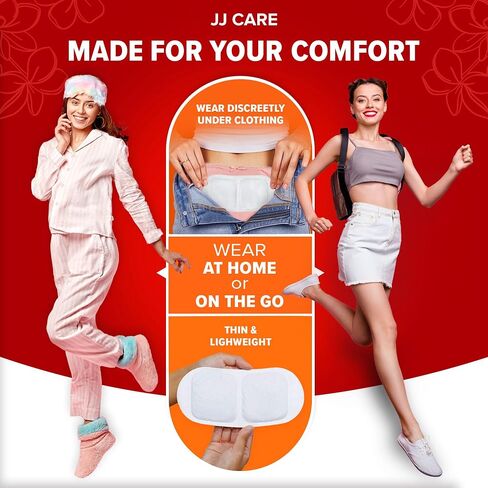 JJ CARE Heat Patch for Menstrual Cramp Relief (12 pcs - Regular Size), Period for Cramps with Air-Activated Carbon, Menstrual Heating Patches for Period - 3.14 x 3.94 inches in Saudi Arabia