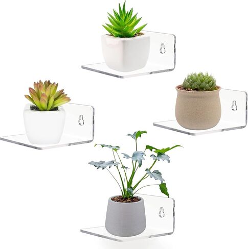 Acrylic Wall Shelves for Storage,Floating Shelf,Acrylic Display Shelves,Ledges for Pop Figures,Plant,Picture Photo for Bedroom Decor Living Room in Kuwait