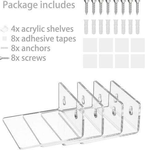 Acrylic Wall Shelves for Storage,Floating Shelf,Acrylic Display Shelves,Ledges for Pop Figures,Plant,Picture Photo for Bedroom Decor Living Room in Kuwait