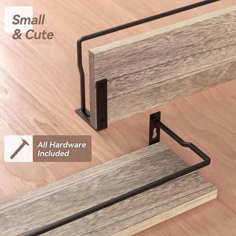RICHER HOUSE Bathroom Shelves, Guard-Rail Floating Shelves for Wall, Wall Mounted Shelves Set of 2, Cute Bathroom Wall Organizer Decor, Over Toilet Storage Small Shelf for Kitchen - Carbonized Black in Saudi Arabia