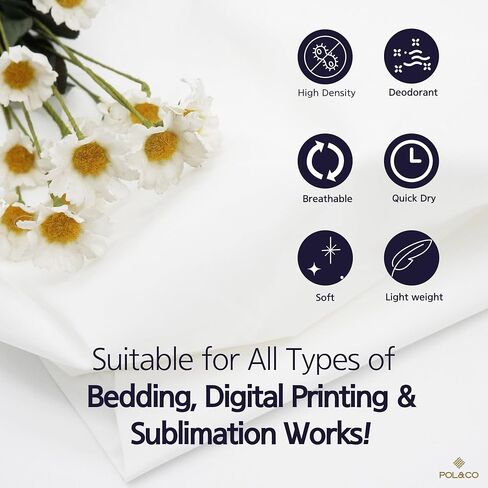 100% Polyester Fabric precut - 65" (White) for Sublimation Blanks | 75 GSM | Transfer Prints to Fabric | Digital Printed | Goose Bedding Cover (2 Yard pre Cut) in Saudi Arabia