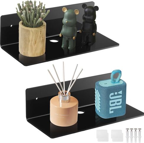 Acrylic Wall Shelves for Storage,Floating Shelf,Acrylic Display Shelves,Ledges for Pop Figures,Plant,Picture Photo for Bedroom Decor Living Room in Kuwait