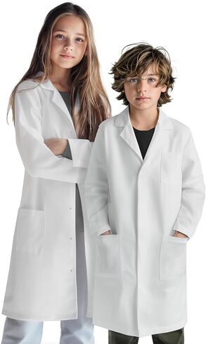 Unisex Lab Coat for Kids, Durable Fabric, Multiple Pockets, Safety Snap Closing, Size Range Age 6-14 Years in Saudi Arabia