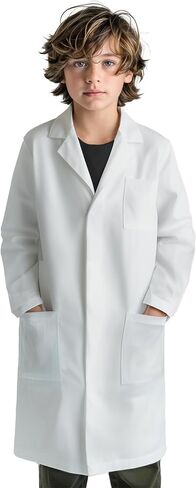 Unisex Lab Coat for Kids, Durable Fabric, Multiple Pockets, Safety Snap Closing, Size Range Age 6-14 Years in Saudi Arabia