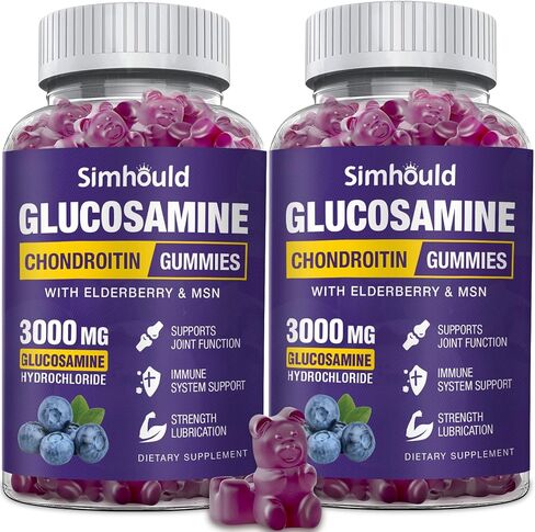 3 Packs Glucosamine Chondroitin Gummies - 3000MG Extra Strength Joint Support Supplement with MSM & Elderberry, Flexibility, Antioxidant Immune Support Gummy for Adults, Men & Women in Kuwait