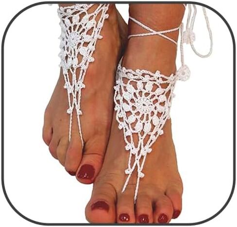 2PC Beach Anklet Barefoot Sandals Black Crochet Layered Lace Ring Foot Chain Bridal Wedding Anklet Foot Yoga Dance Trendy Accessories for Women in Saudi Arabia
