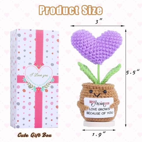 Gifts for Mom Mothers Day Birthday Funny Gift Handmade Crochet Unique Presents for Mama Stuffers Daughter Son Positive Cute Love Mom in Kuwait