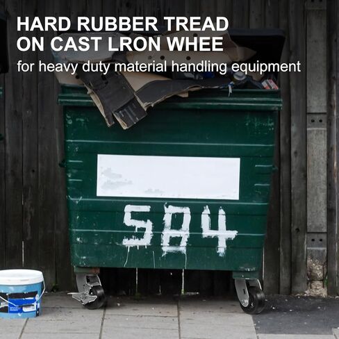 Heavy Duty Caster Wheels, 5" Industrial Casters with Load 800lbs Capacity, Wheels for Trash/Garbage Can,Toolbox,Dolly (5 INCH, 1 Pack Brake) in Kuwait