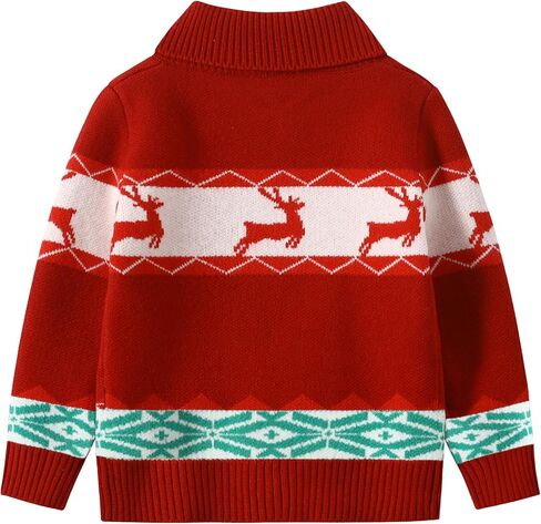 Kids Boys Girls Christmas Cardigans Ugly Xmas Sweaters Reindeer Snowflake Shawl Collar Knitted Cardigan Sweater in Saudi Arabia