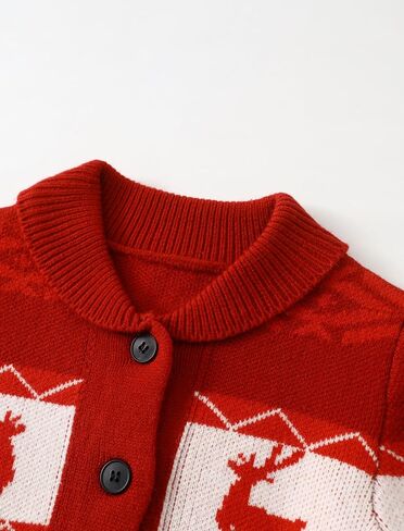 Kids Boys Girls Christmas Cardigans Ugly Xmas Sweaters Reindeer Snowflake Shawl Collar Knitted Cardigan Sweater in Saudi Arabia