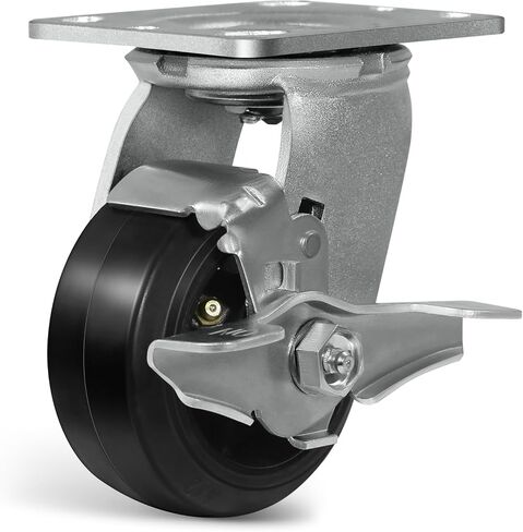 Heavy Duty Caster Wheels, 5" Industrial Casters with Load 800lbs Capacity, Wheels for Trash/Garbage Can,Toolbox,Dolly (5 INCH, 1 Pack Brake) in Kuwait