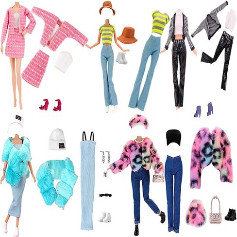 Doll Clothes, 5 Sets Outfits Winter Dresses Pants Windbreaker Hat for 11.5 inch Dolls Accessories Random Style (C) in Saudi Arabia