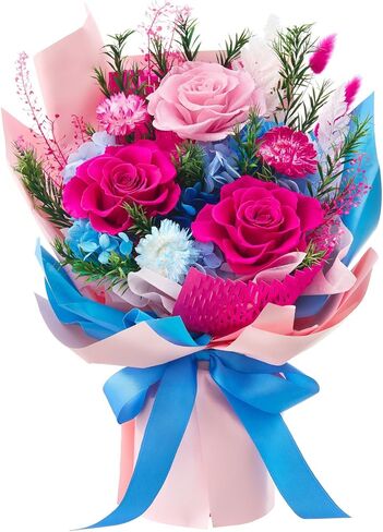 باقة الزهور المحفوظة ، الأزهار إلى الأبد ، هدايا أعياد الميلاد للنساء ، الأم ، الزوجة ، زهور عيد الأم للأم (الوردي الساخن) in Kuwait