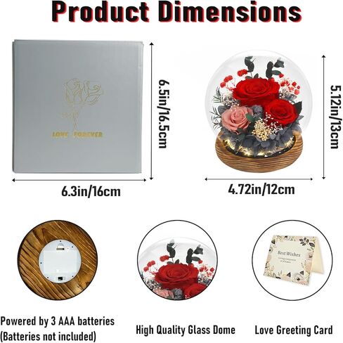 Mothers Day Birthday Gifts for Mom Women Preserved Flowers in Glass Dome Forever Fresh Flowers for Delivery Prime Long-Lasting Eternal Roses Gifts for Grandma Sister Daughter Wife Her Purple in Kuwait