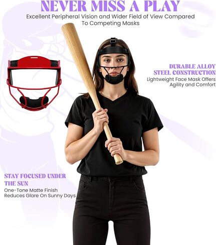 Exxact Sports Softball Face Mask Girls Youth & Adult, Protective Lightweight Fielders Mask Softball Youth for Enhanced Performance in Kuwait