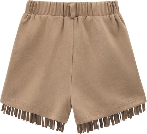 Noomelfish Kids Faux Suede Fringe Shorts Tassel Cowgirl Outfits with Pockets (5-12 Years) in Kuwait