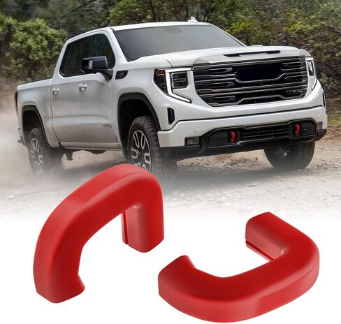 Tow Hook Covers Fit for GMC Sierra 1500 2019-2025 Vertical Tow Hooks, Hitch Cover Front Customized Car Tow Hooks Compatible with GMC Sierra 1500 Accessories 2019-2025|Upgrade (Red) in Kuwait