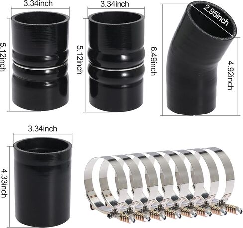 Turbo Intercooler Boots Clamps Kit 6.0 Turbo Intercooler Pipe Boot Kit For Ford F250 F350 6.0L Powerstroke Diesel 2003-2007 with T Bolt Clamp Red in Kuwait