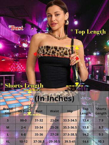2000S Sexy 2 Piece Leopard Club Outfits, Ruched Tube Strapless Crop Top, Low Rise Booty Shorts Casual Going Out Rave in Saudi Arabia
