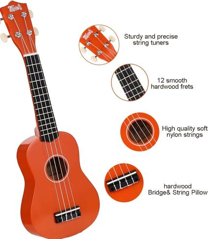 Trendy Soprano Ukulele for Beginners 21 Inch Hawaiian Ukelele for Adult Student with Gig Bag (Brown) in Saudi Arabia