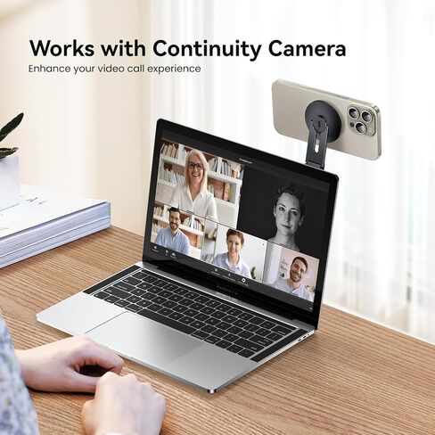 حامل هاتف الكمبيوتر المحمول ، حامل الهاتف المغناطيسي 15 واط ، شاحن لاسلكي سريع سريع لـ Magsafe لـ iPhone 16/15/14/13/12 وجميع الهواتف لـ Tesla ، حامل جانب الكمبيوتر القابل للتعديل 180 درجة (Silver) in Kuwait
