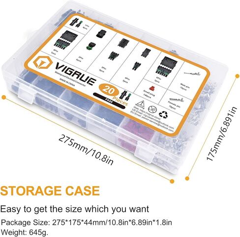 VIGRUE Waterproof Automotive Electrical Wire Connector, 1/2/3/4/6 Pin Male and Female Plug Kit, 301Pcs 20 Kit 18-14 AWG Pin Connectors in Kuwait