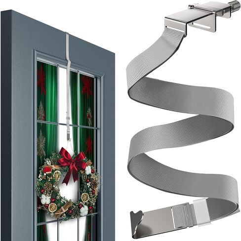 Menz Adjustable Wreath Door Hanger 19" Black Over The Door Wreath Hanger for Front Door Non-Scratch Decoration Holder 22 LB for Christmas, Hook for Decorative Glass Window Door Easy Store Halloween in Saudi Arabia