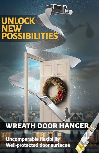 Menz Adjustable Wreath Door Hanger 19" Black Over The Door Wreath Hanger for Front Door Non-Scratch Decoration Holder 22 LB for Christmas, Hook for Decorative Glass Window Door Easy Store Halloween in Saudi Arabia