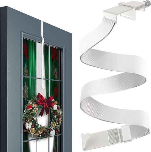 Menz Adjustable Wreath Door Hanger 19" Black Over The Door Wreath Hanger for Front Door Non-Scratch Decoration Holder 22 LB for Christmas, Hook for Decorative Glass Window Door Easy Store Halloween in Saudi Arabia