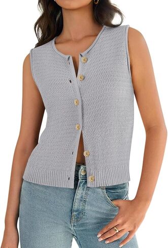 Yousify Womens Sweater Vest 2025 Summer Trendy Sleeveless Knit Button Down Tank Tops Casual Cardigan in Saudi Arabia