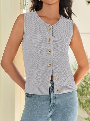 Yousify Womens Sweater Vest 2025 Summer Trendy Sleeveless Knit Button Down Tank Tops Casual Cardigan in Saudi Arabia