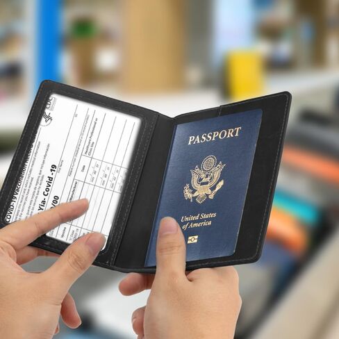 2 Pack Passport Holder for Travel, Passport Cover for Women Men, Leather Passport Holder Book Cover Case Bag Wallet Travel Document Holder Cruise Ship Study Abroad Essentials Must Haves(Black+Rose) in Kuwait