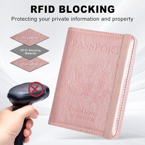 ACdream RFID Blocking Passport Holder Travel Wallet - Premium PU Leather Cover Passport Book with Card Holder, Pen Slot, Keep Organization, and Travel Essentials for Women and Men in Saudi Arabia