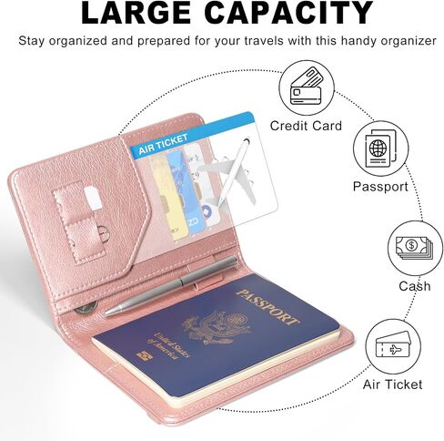 ACdream RFID Blocking Passport Holder Travel Wallet - Premium PU Leather Cover Passport Book with Card Holder, Pen Slot, Keep Organization, and Travel Essentials for Women and Men in Saudi Arabia