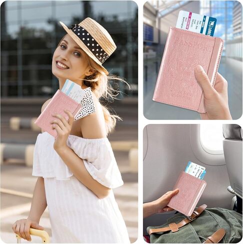 ACdream RFID Blocking Passport Holder Travel Wallet - Premium PU Leather Cover Passport Book with Card Holder, Pen Slot, Keep Organization, and Travel Essentials for Women and Men in Saudi Arabia