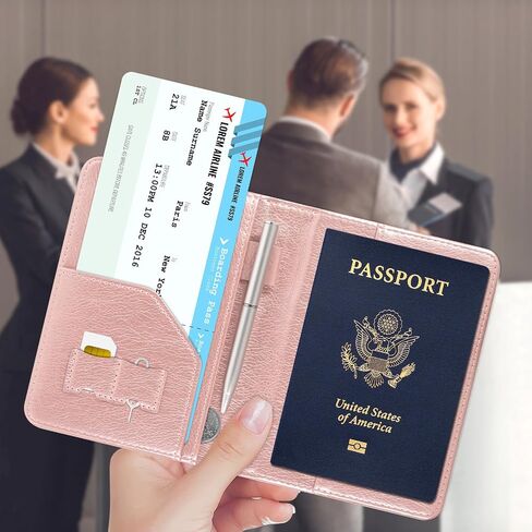 ACdream RFID Blocking Passport Holder Travel Wallet - Premium PU Leather Cover Passport Book with Card Holder, Pen Slot, Keep Organization, and Travel Essentials for Women and Men in Saudi Arabia