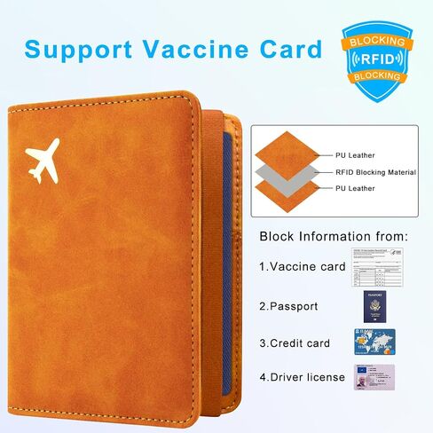 ACdream RFID Blocking Passport Holder Travel Wallet - Premium PU Leather Cover Passport Book with Card Holder, Pen Slot, Keep Organization, and Travel Essentials for Women and Men in Saudi Arabia
