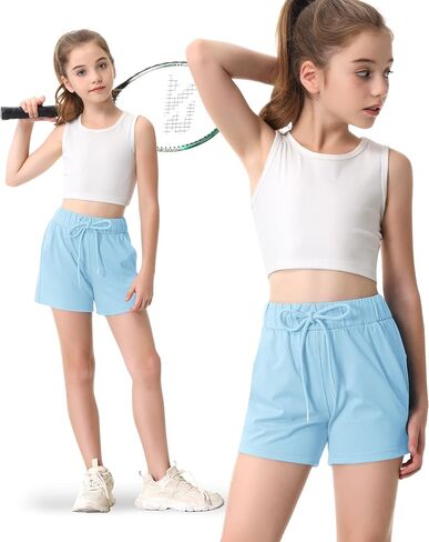 RISSCAN Short for Girl Athletic Running Teen Girls with Side Pocket Workout Quick Dry Comfy Casual Active Sports Girls Shorts in Saudi Arabia