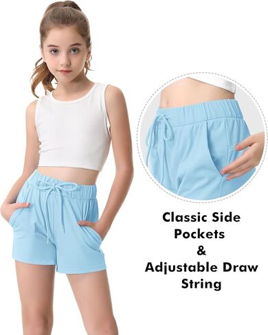 RISSCAN Short for Girl Athletic Running Teen Girls with Side Pocket Workout Quick Dry Comfy Casual Active Sports Girls Shorts in Saudi Arabia