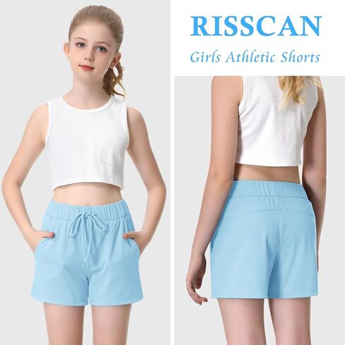 RISSCAN Short for Girl Athletic Running Teen Girls with Side Pocket Workout Quick Dry Comfy Casual Active Sports Girls Shorts in Saudi Arabia
