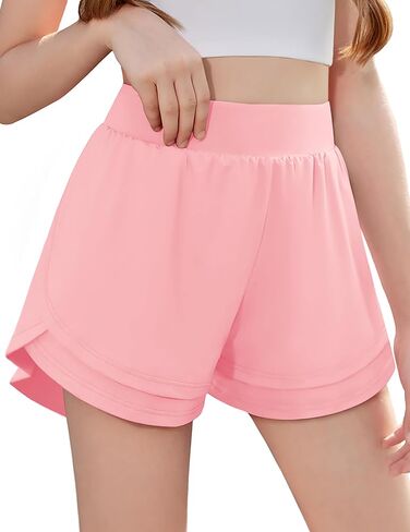 Zaclotre Girls Athletic Shorts with Pockets Crossover Triple Layered 2 in 1 Kids Sport Cheer Workout Running Shorts in Saudi Arabia