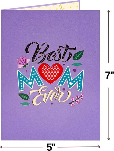 Paper Love 3D Love You Mom Pop Up Mothers Card ، لأمي ، زوجة ، كل مناسبة - غطاء 5 "× 7" - يشمل الظرف وعلامة الملاحظة in Kuwait