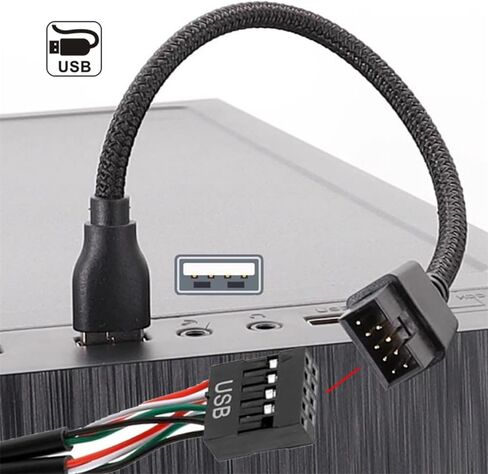 USB 2.0 9pin 10pin Header 1 to 4 Female Splitter Extension Cable HUB with IDE 5V Power Connector Adapter Port Multilier in Kuwait