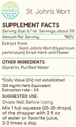 St. John's Wort B120 Alcohol-Free Herbal Extract Tincture, Super-Concentrated Saint John's Wort (Hypericum Perforatum) Dried Herb (4 fl oz) in Kuwait