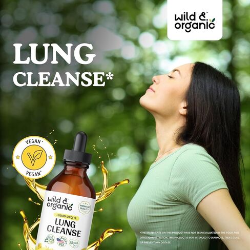 Wild & Organic Lung Cleanse Detox Tincture - Mullein Drops for Lungs - Herbal Mullein Extract Supplement - Vegan, Alcohol-Free Drops - 4 fl oz in Saudi Arabia