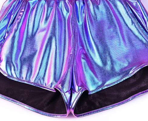 Mirawise Women's Metallic Shorts Summer Yoga Hot Shiny Sparkly Outfit Short Pants with Sunglasses in Saudi Arabia