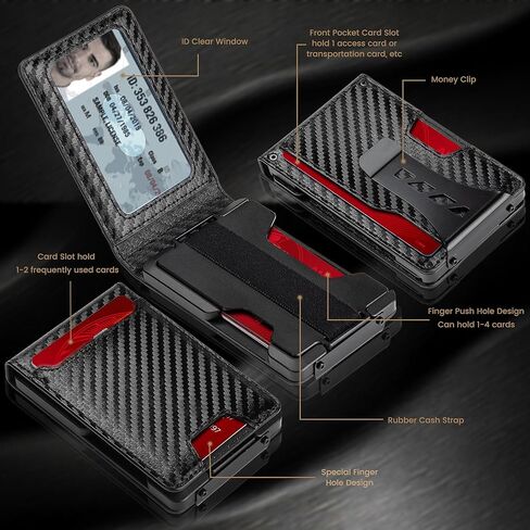 AirTag Wallet for Men, RFID Blocking Slim Mens Wallet with Money Clip, Minimalist Credit Card Holder for Apple Air Tag, Pop Up Card,9-11Cards Capacity | ID Window | Cash Slot | Gift Box（Black） in Kuwait