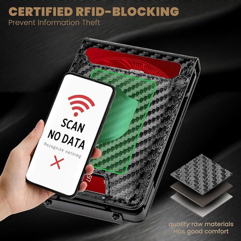 AirTag Wallet for Men, RFID Blocking Slim Mens Wallet with Money Clip, Minimalist Credit Card Holder for Apple Air Tag, Pop Up Card,9-11Cards Capacity | ID Window | Cash Slot | Gift Box（Black） in Kuwait