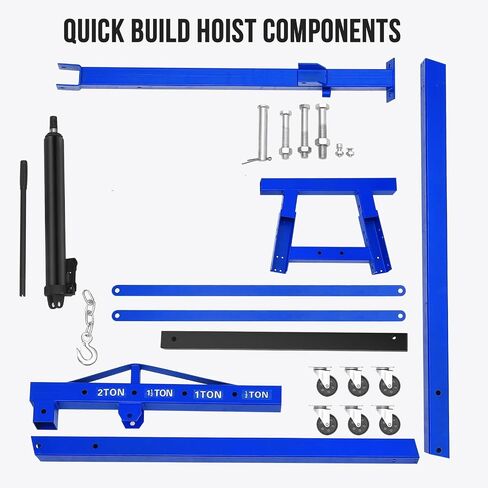 2 Ton Engine Hoist, 4400 LBS Heavy Duty Folding Hydraulic Cherry Picker Engine Crane with 6 Swivel Casters & Telescopic Boom Hitch for Garage, Workshop, Factory, Ports & Warehouses in Saudi Arabia